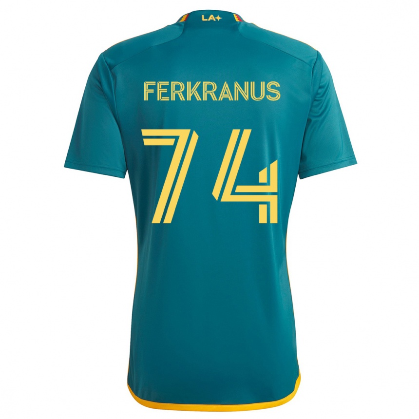 Niño Fútbol Camiseta Marcus Ferkranus #74 Verde Amarillo 2ª Equipación 2024/25 Perú