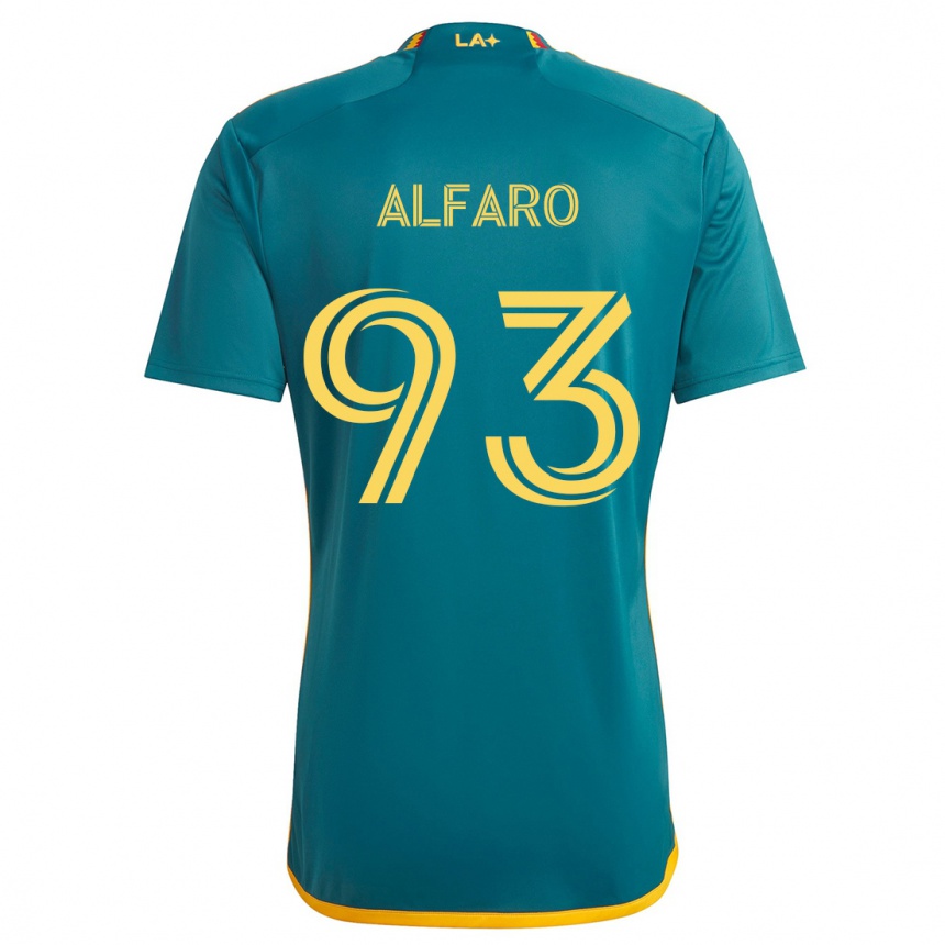 Niño Fútbol Camiseta Tony Alfaro #93 Verde Amarillo 2ª Equipación 2024/25 Perú