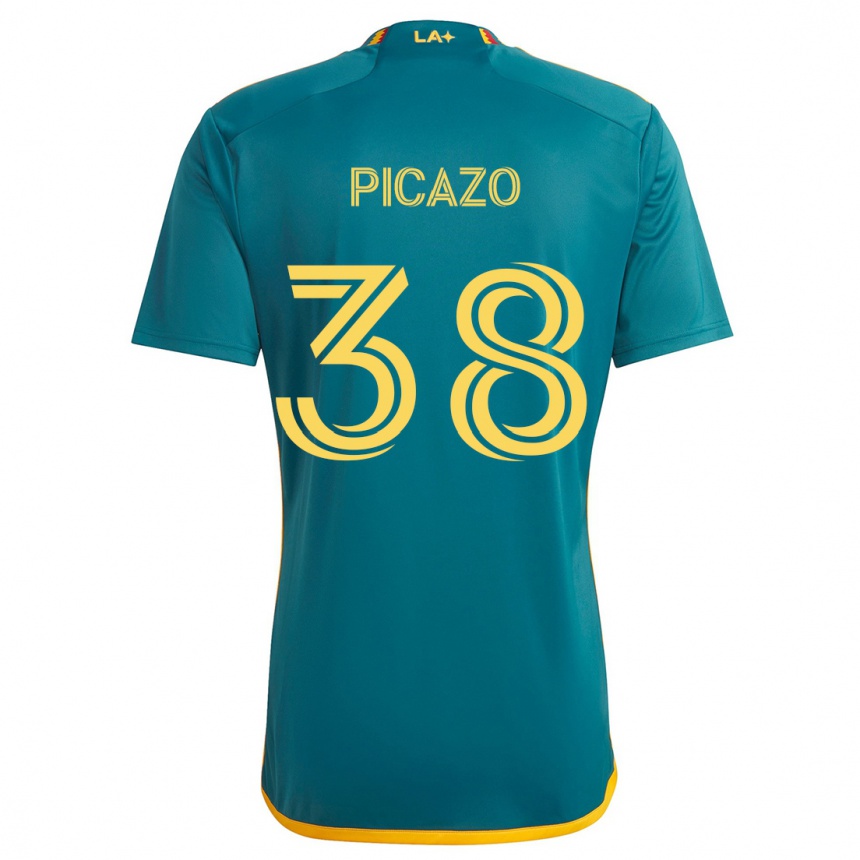 Niño Fútbol Camiseta Axel Picazo #38 Verde Amarillo 2ª Equipación 2024/25 Perú