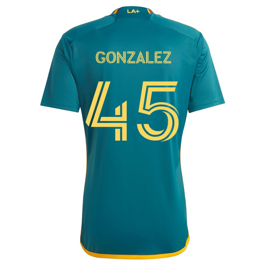 Niño Fútbol Camiseta Adrián González #45 Verde Amarillo 2ª Equipación 2024/25 Perú