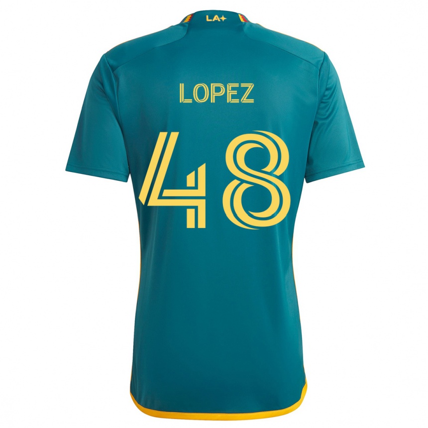 Niño Fútbol Camiseta Diego López #48 Verde Amarillo 2ª Equipación 2024/25 Perú