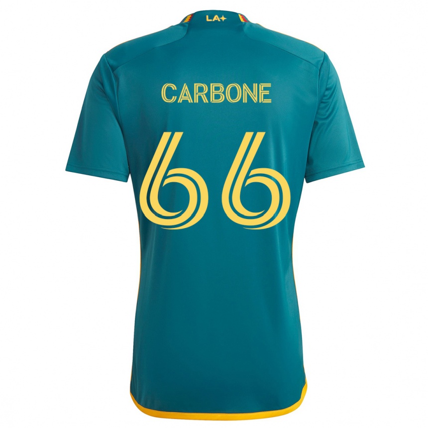 Niño Fútbol Camiseta Matteo Carbone #66 Verde Amarillo 2ª Equipación 2024/25 Perú