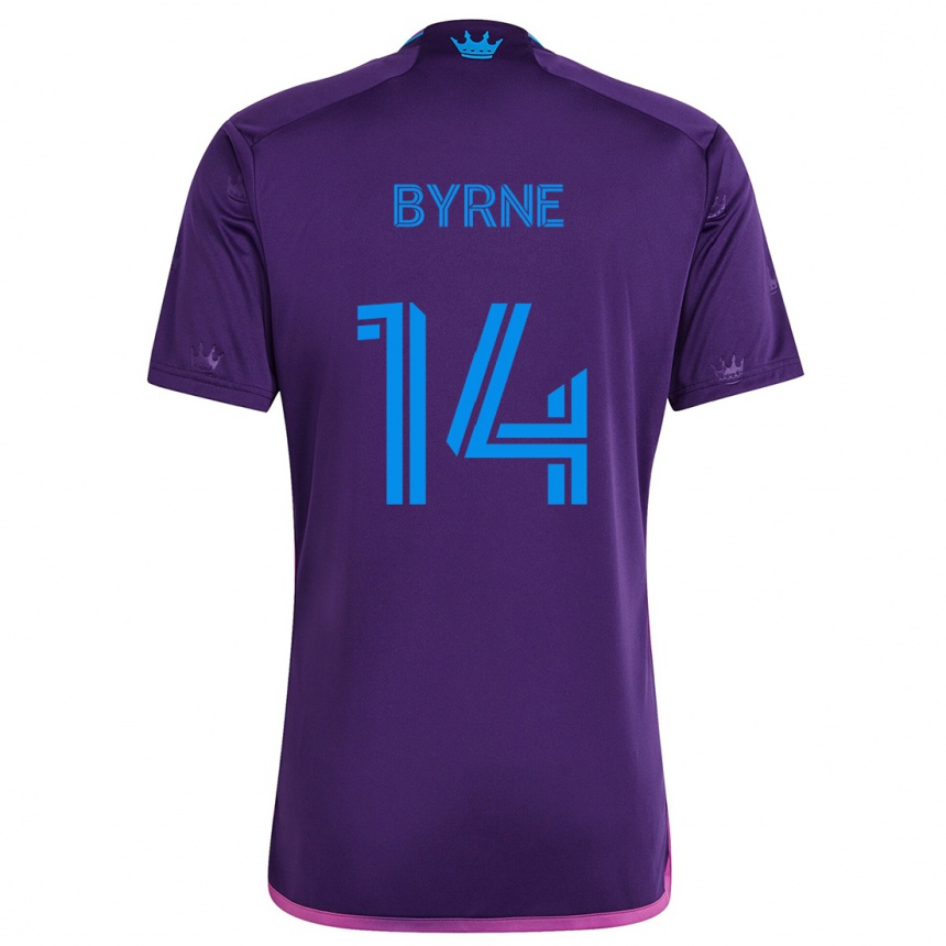 Niño Fútbol Camiseta Nathan Byrne #14 Azul Morado 2ª Equipación 2024/25 Perú