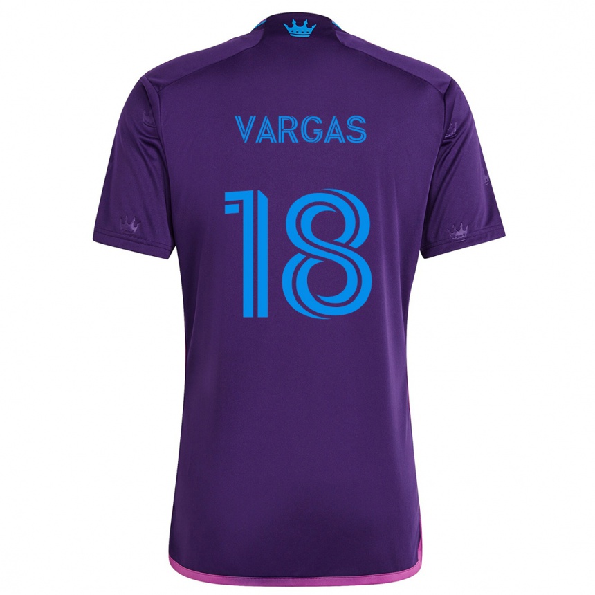 Niño Fútbol Camiseta Kerwin Vargas #18 Azul Morado 2ª Equipación 2024/25 Perú