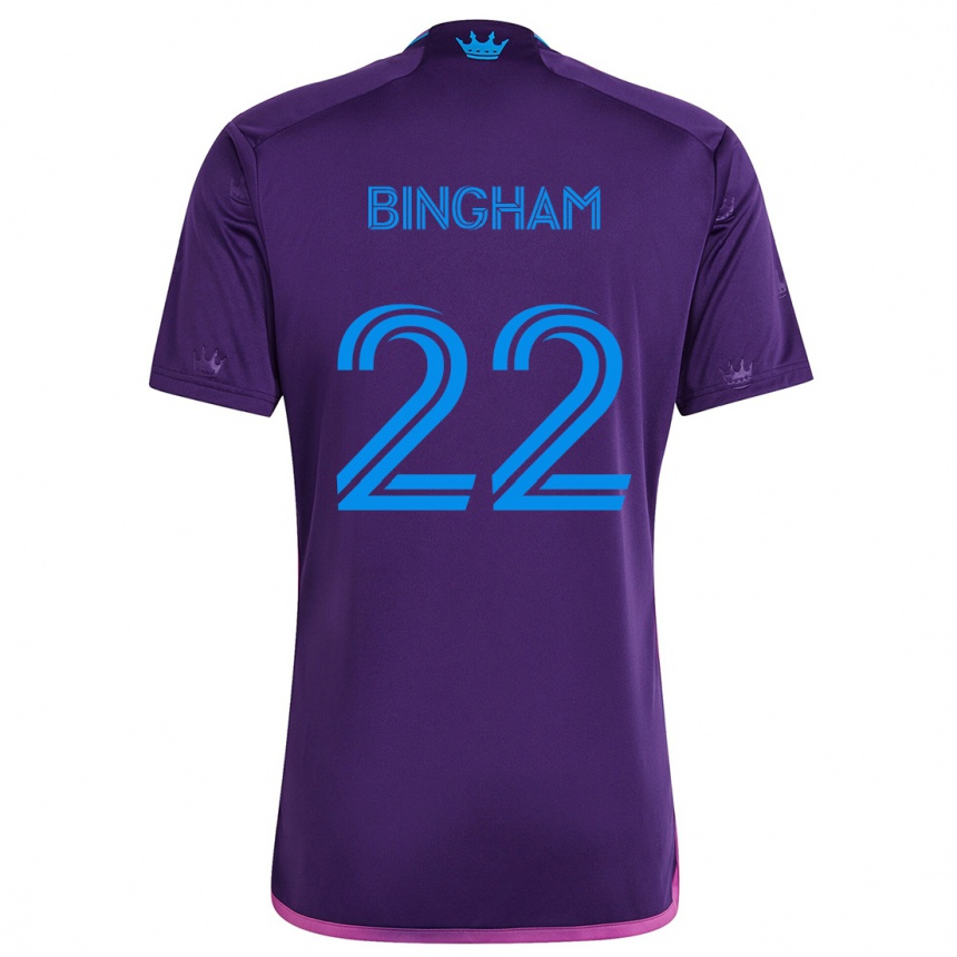 Niño Fútbol Camiseta David Bingham #22 Azul Morado 2ª Equipación 2024/25 Perú