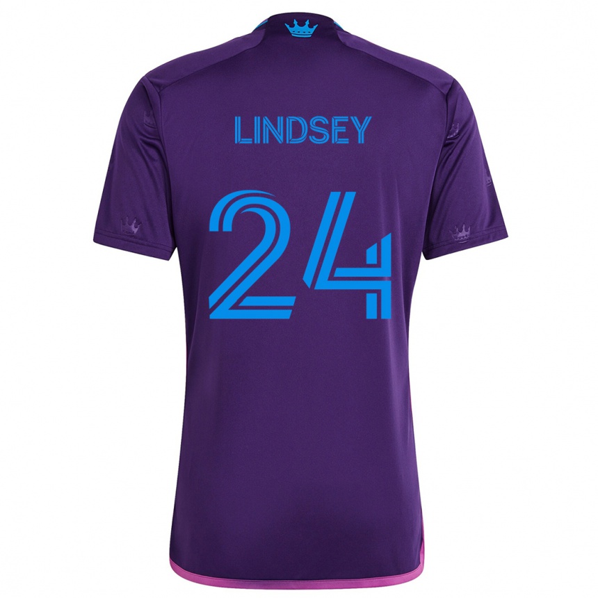 Niño Fútbol Camiseta Jaylin Lindsey #24 Azul Morado 2ª Equipación 2024/25 Perú