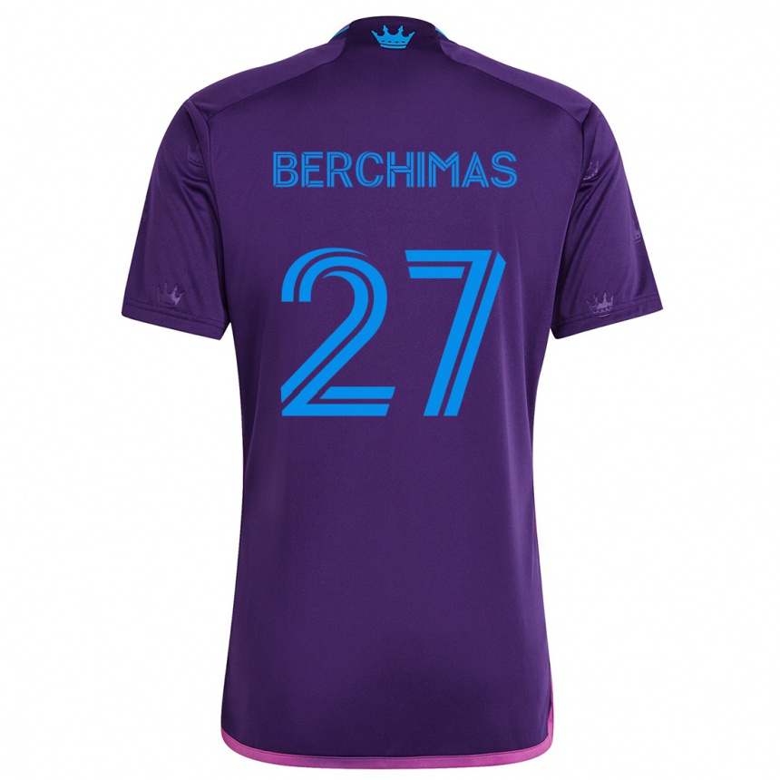 Niño Fútbol Camiseta Nimfasha Berchimas #27 Azul Morado 2ª Equipación 2024/25 Perú