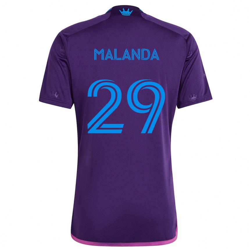 Niño Fútbol Camiseta Adilson Malanda #29 Azul Morado 2ª Equipación 2024/25 Perú