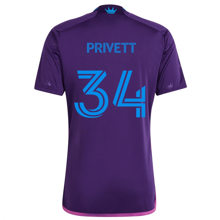 Niño Fútbol Camiseta Andrew Privett #34 Azul Morado 2ª Equipación 2024/25 Perú