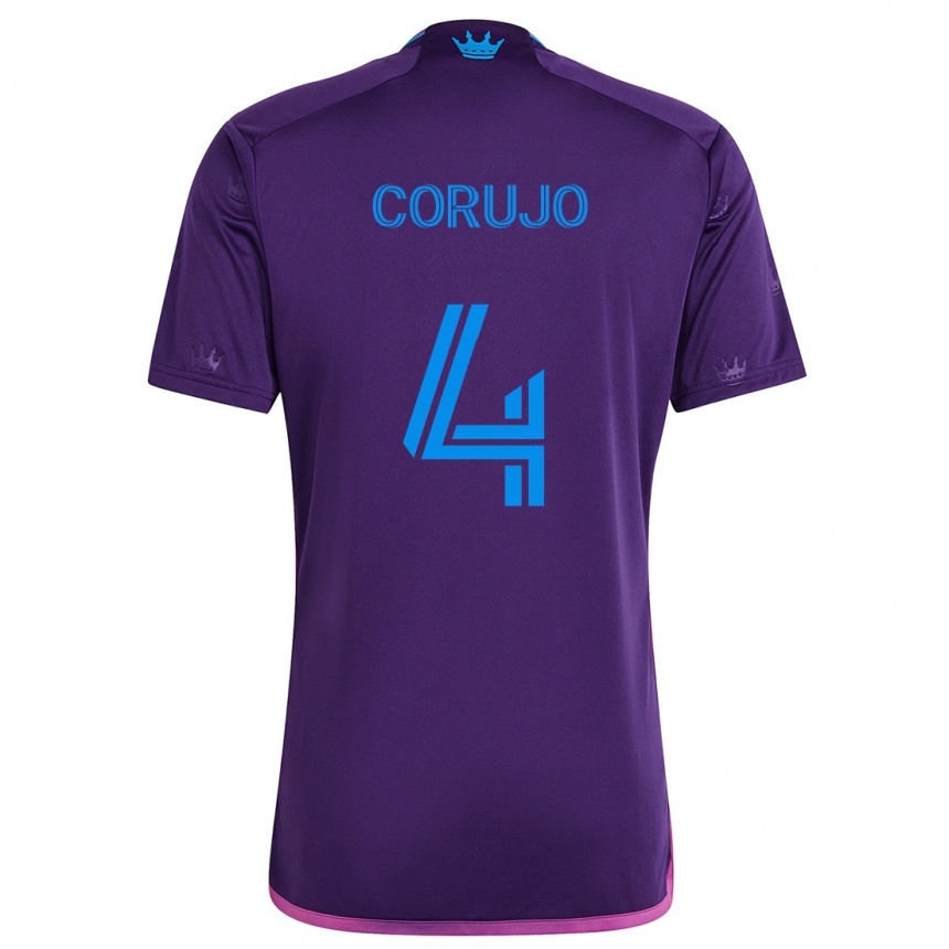 Niño Fútbol Camiseta Guzmán Corujo #4 Azul Morado 2ª Equipación 2024/25 Perú