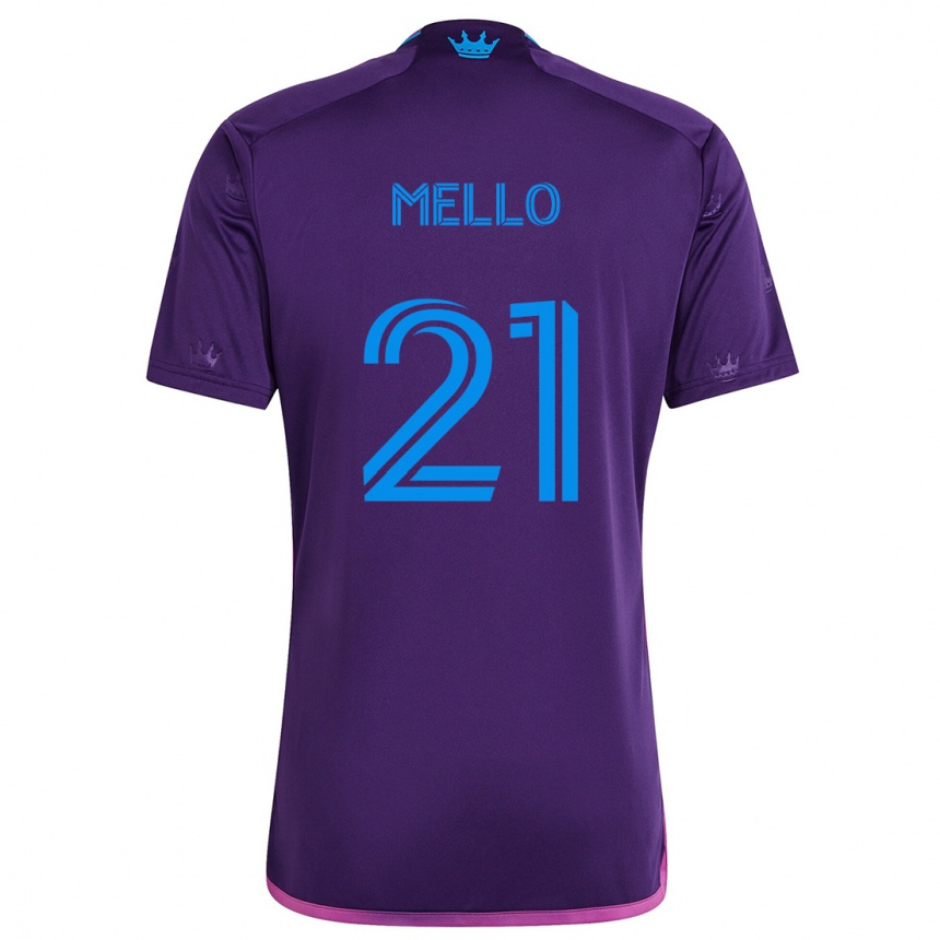 Niño Fútbol Camiseta Vinicius Mello #21 Azul Morado 2ª Equipación 2024/25 Perú