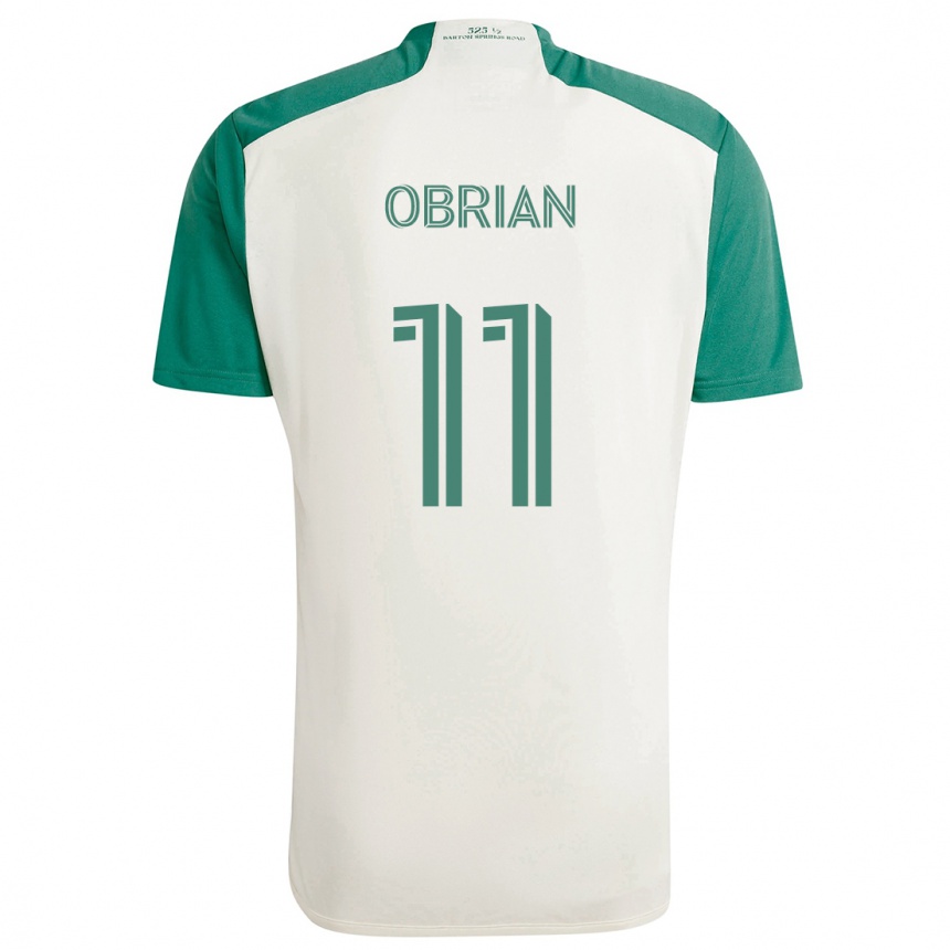 Niño Fútbol Camiseta Jáder Obrian #11 Colores Tostados Verde 2ª Equipación 2024/25 Perú