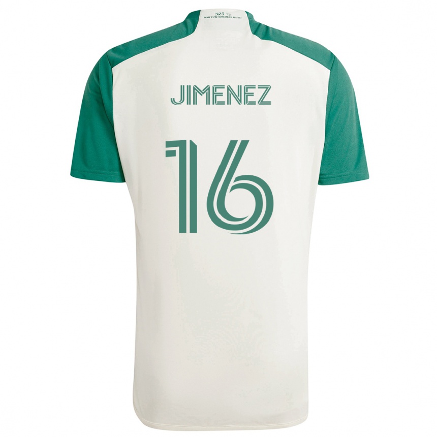 Niño Fútbol Camiseta Héctor Jiménez #16 Colores Tostados Verde 2ª Equipación 2024/25 Perú