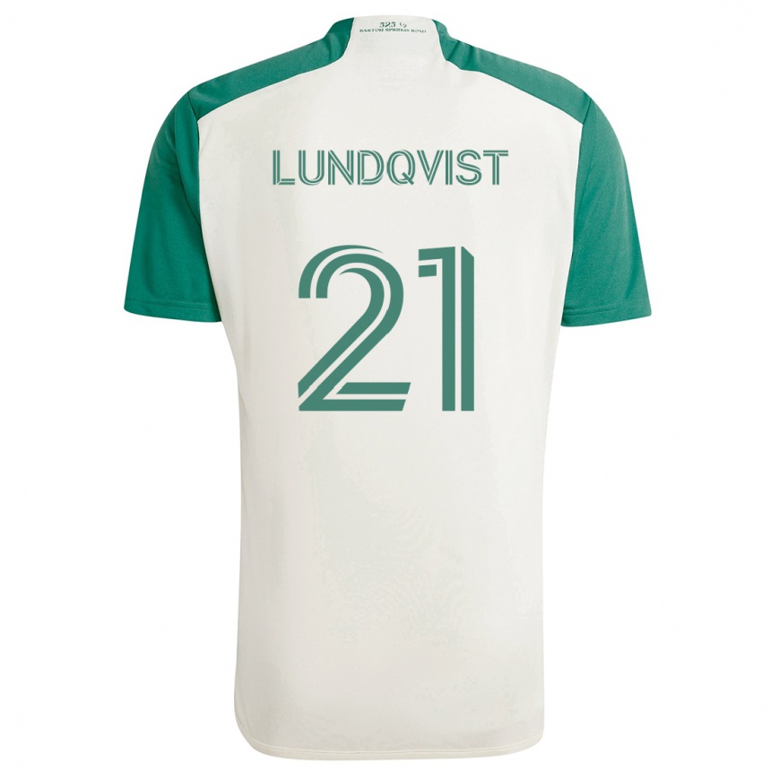 Niño Fútbol Camiseta Adam Lundqvist #21 Colores Tostados Verde 2ª Equipación 2024/25 Perú