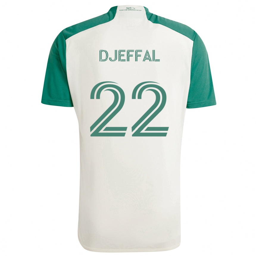 Niño Fútbol Camiseta Sofiane Djeffal #22 Colores Tostados Verde 2ª Equipación 2024/25 Perú