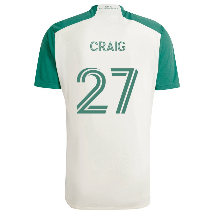 Niño Fútbol Camiseta Brandan Craig #27 Colores Tostados Verde 2ª Equipación 2024/25 Perú