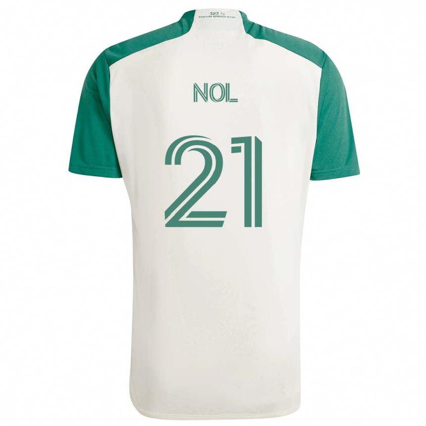 Niño Fútbol Camiseta Valentin Noël #21 Colores Tostados Verde 2ª Equipación 2024/25 Perú