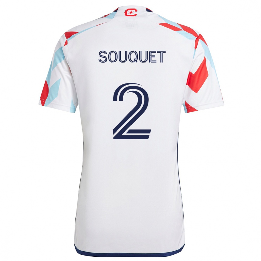 Niño Fútbol Camiseta Arnaud Souquet #2 Blanco Rojo Azul 2ª Equipación 2024/25 Perú