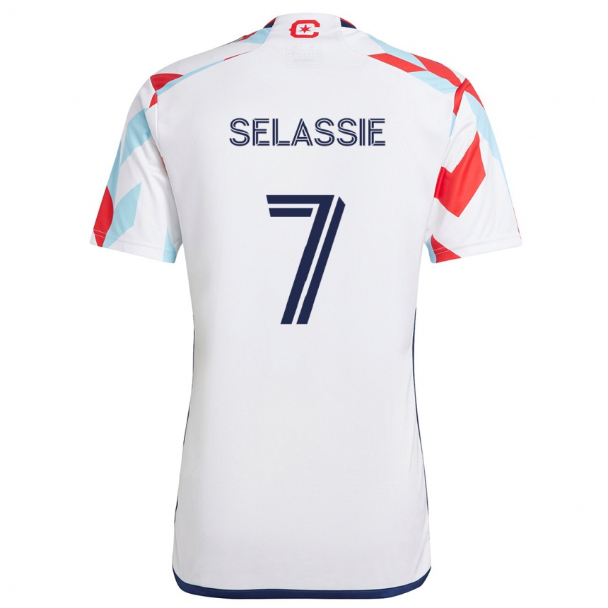 Niño Fútbol Camiseta Maren Haile-Selassie #7 Blanco Rojo Azul 2ª Equipación 2024/25 Perú