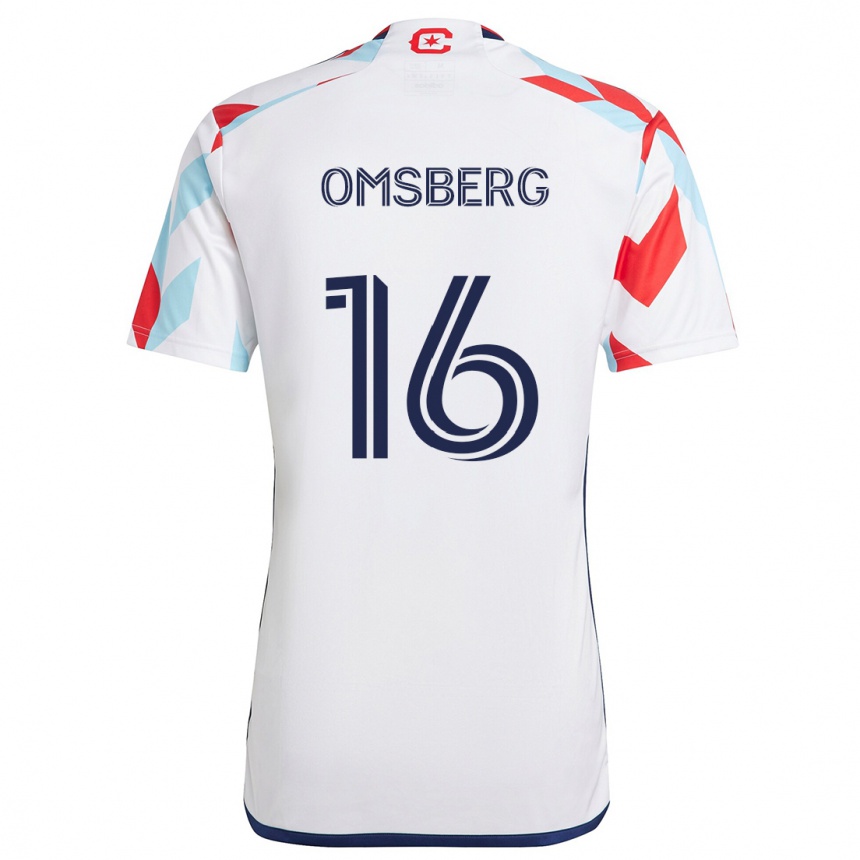 Niño Fútbol Camiseta Wyatt Omsberg #16 Blanco Rojo Azul 2ª Equipación 2024/25 Perú