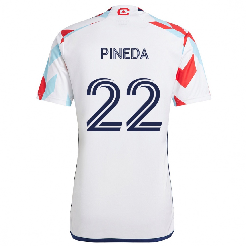 Niño Fútbol Camiseta Mauricio Pineda #22 Blanco Rojo Azul 2ª Equipación 2024/25 Perú