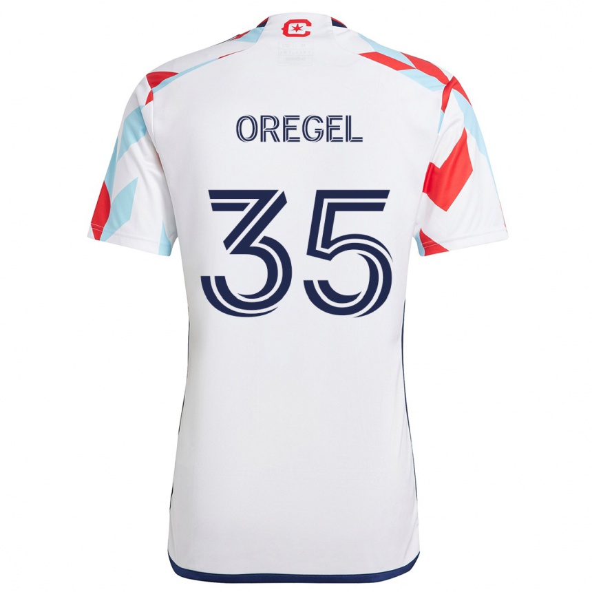 Niño Fútbol Camiseta Sergio Oregel #35 Blanco Rojo Azul 2ª Equipación 2024/25 Perú