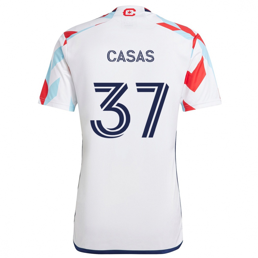 Niño Fútbol Camiseta Javier Casas #37 Blanco Rojo Azul 2ª Equipación 2024/25 Perú