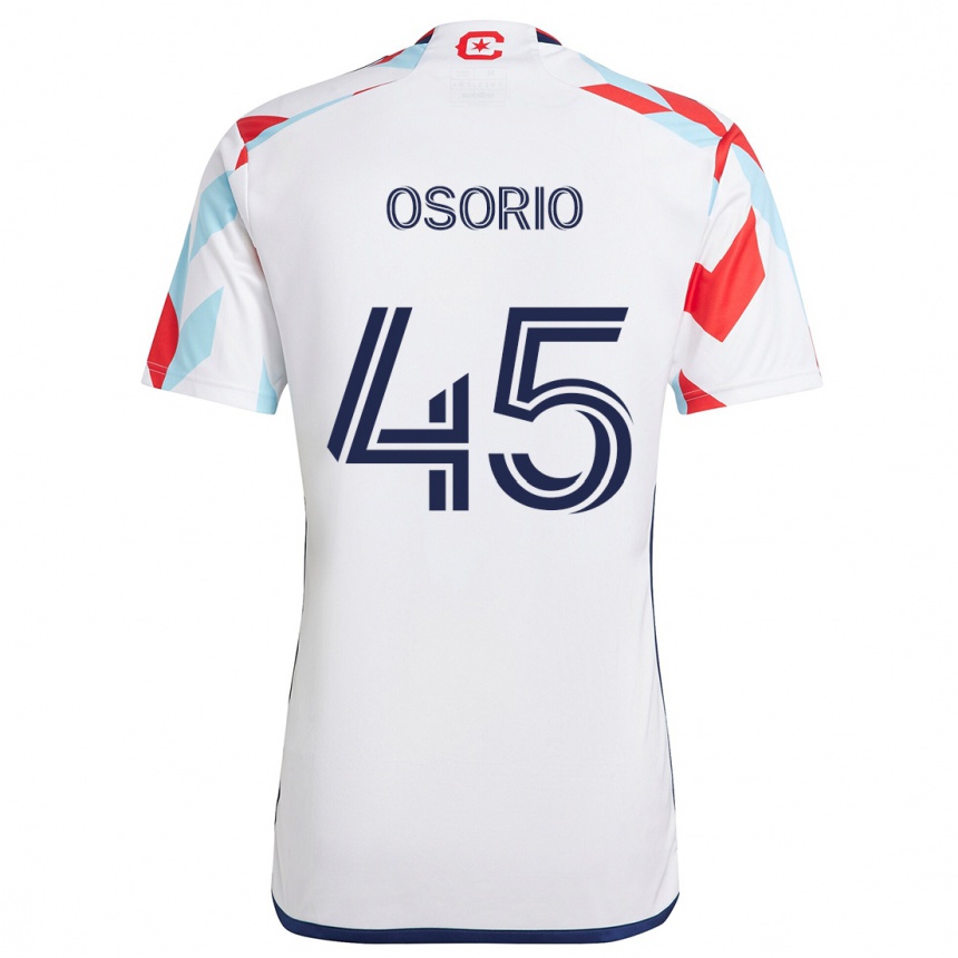 Niño Fútbol Camiseta Harold Osorio #45 Blanco Rojo Azul 2ª Equipación 2024/25 Perú