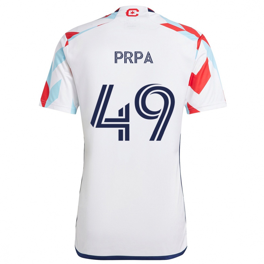 Niño Fútbol Camiseta Luka Prpa #49 Blanco Rojo Azul 2ª Equipación 2024/25 Perú