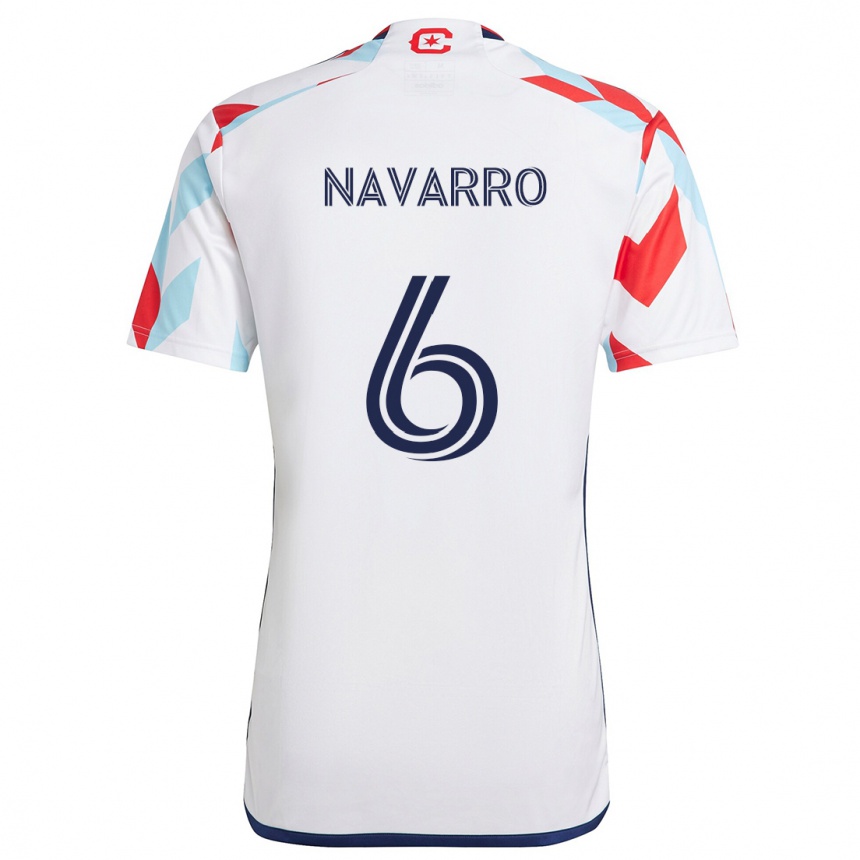 Niño Fútbol Camiseta Miguel Navarro #6 Blanco Rojo Azul 2ª Equipación 2024/25 Perú