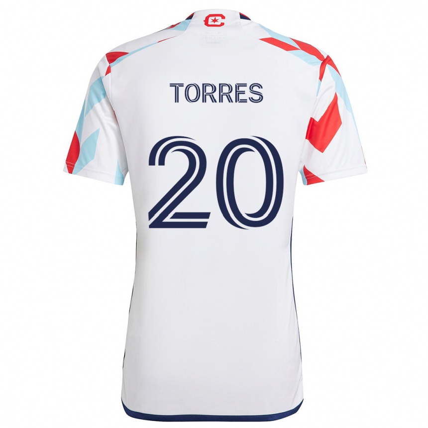 Niño Fútbol Camiseta Jairo Torres #20 Blanco Rojo Azul 2ª Equipación 2024/25 Perú