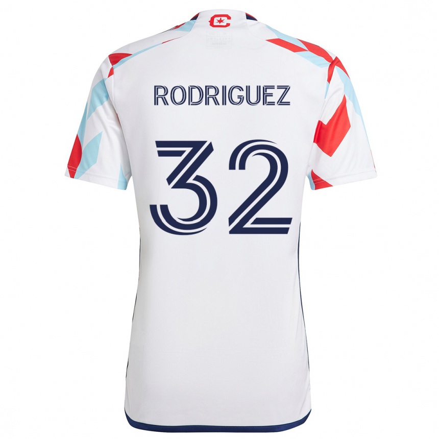 Niño Fútbol Camiseta Missael Rodríguez #32 Blanco Rojo Azul 2ª Equipación 2024/25 Perú