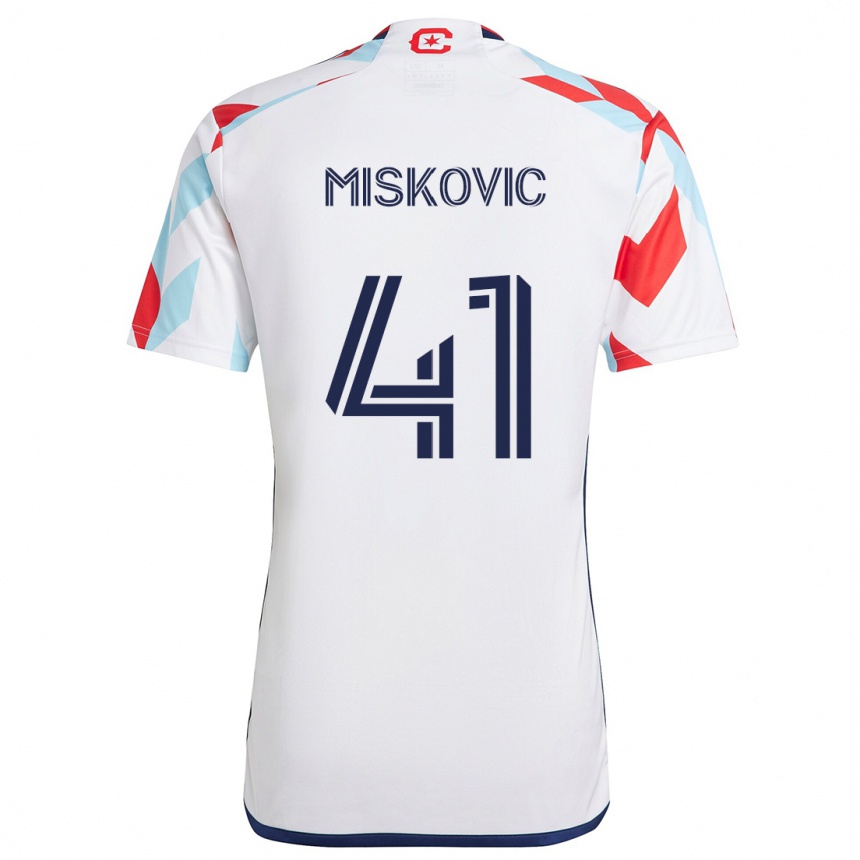 Niño Fútbol Camiseta Mihajlo Miskovic #41 Blanco Rojo Azul 2ª Equipación 2024/25 Perú