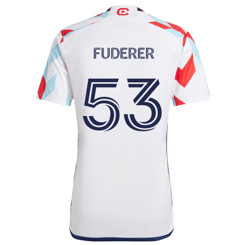 Niño Fútbol Camiseta Jake Fuderer #53 Blanco Rojo Azul 2ª Equipación 2024/25 Perú