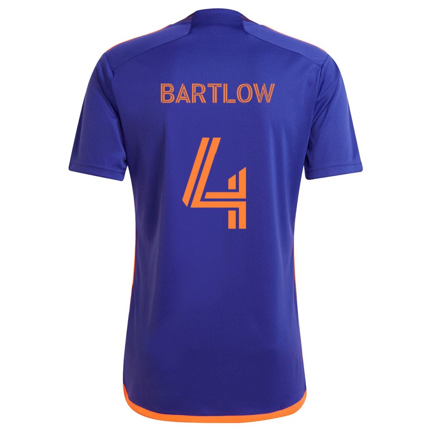 Niño Fútbol Camiseta Ethan Bartlow #4 Púrpura Naranja 2ª Equipación 2024/25 Perú