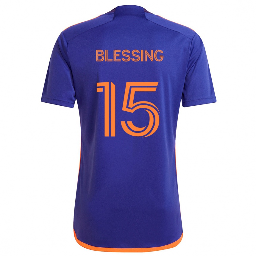 Niño Fútbol Camiseta Latif Blessing #15 Púrpura Naranja 2ª Equipación 2024/25 Perú