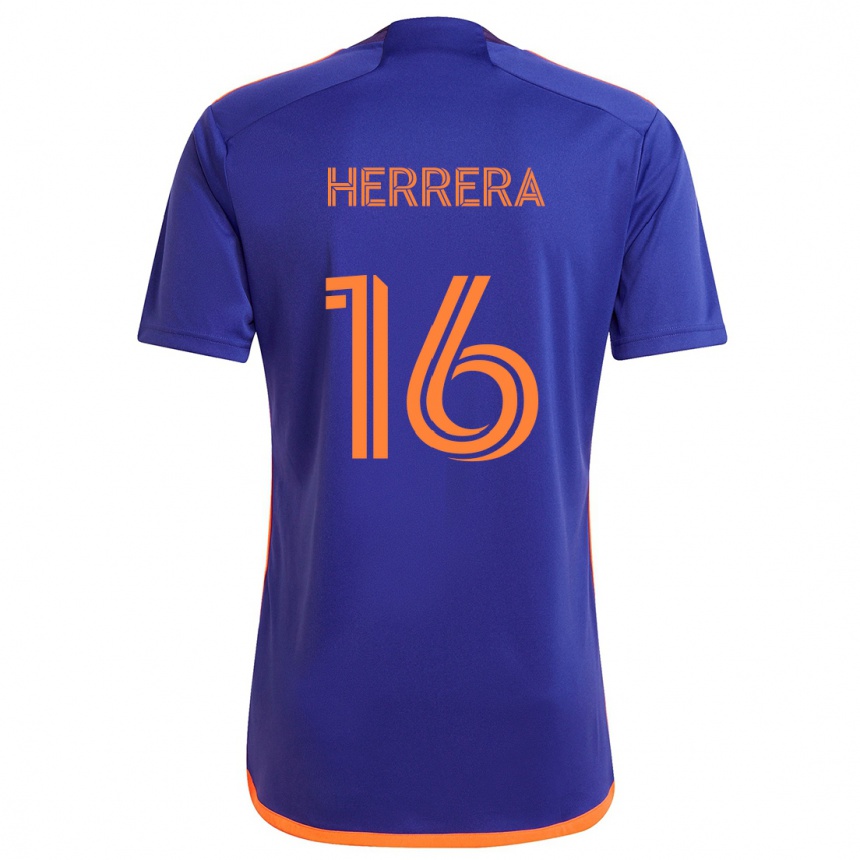 Niño Fútbol Camiseta Héctor Herrera #16 Púrpura Naranja 2ª Equipación 2024/25 Perú