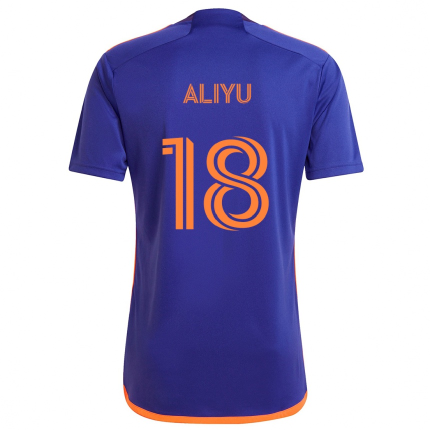 Niño Fútbol Camiseta Ibrahim Aliyu #18 Púrpura Naranja 2ª Equipación 2024/25 Perú