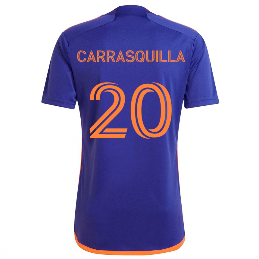 Niño Fútbol Camiseta Adalberto Carrasquilla #20 Púrpura Naranja 2ª Equipación 2024/25 Perú