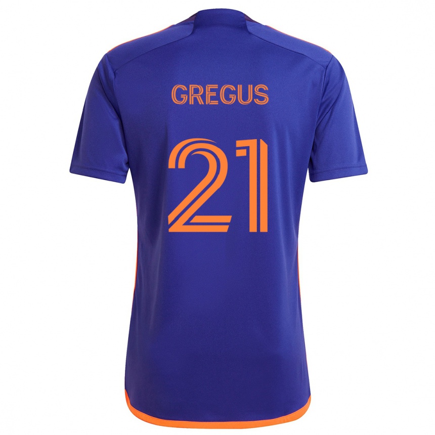 Niño Fútbol Camiseta Ján Gregus #21 Púrpura Naranja 2ª Equipación 2024/25 Perú