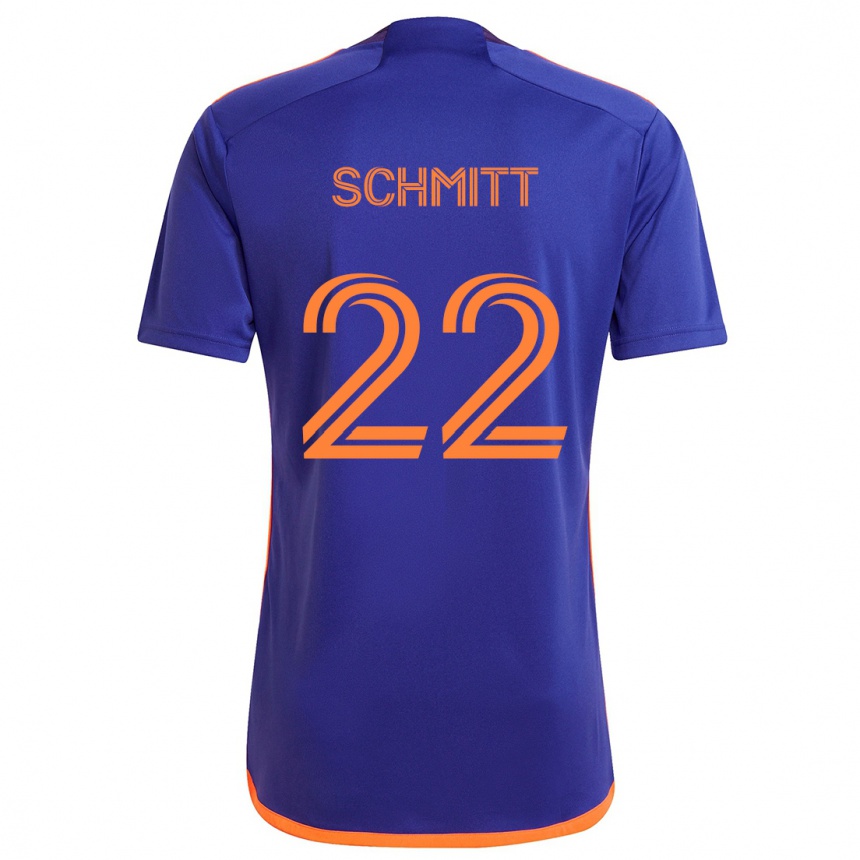 Niño Fútbol Camiseta Tate Schmitt #22 Púrpura Naranja 2ª Equipación 2024/25 Perú