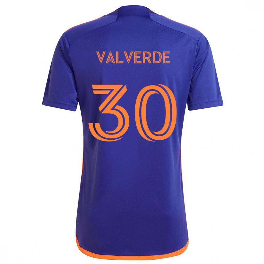 Niño Fútbol Camiseta Jefferson Valverde #30 Púrpura Naranja 2ª Equipación 2024/25 Perú