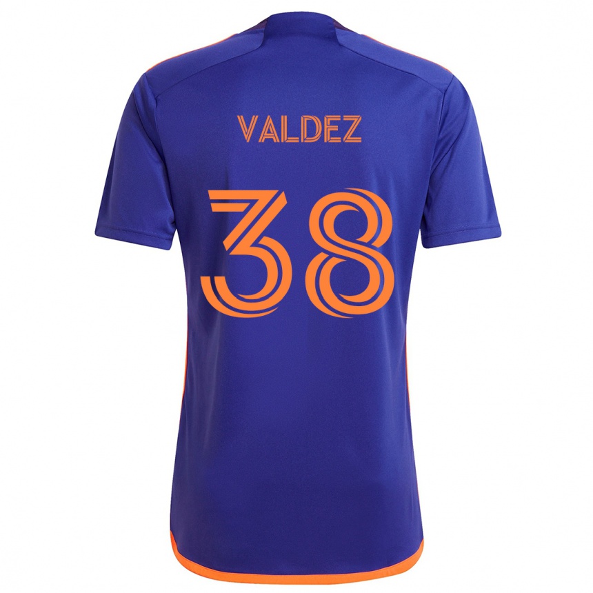 Niño Fútbol Camiseta Xavier Valdez #38 Púrpura Naranja 2ª Equipación 2024/25 Perú