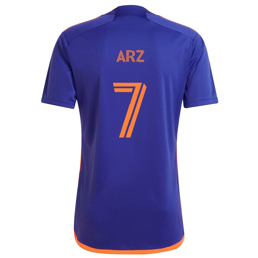 Niño Fútbol Camiseta Exon Arzú #7 Púrpura Naranja 2ª Equipación 2024/25 Perú