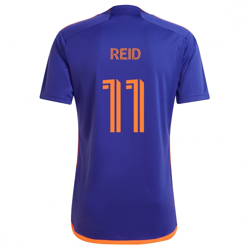 Niño Fútbol Camiseta Isaiah Reid #11 Púrpura Naranja 2ª Equipación 2024/25 Perú