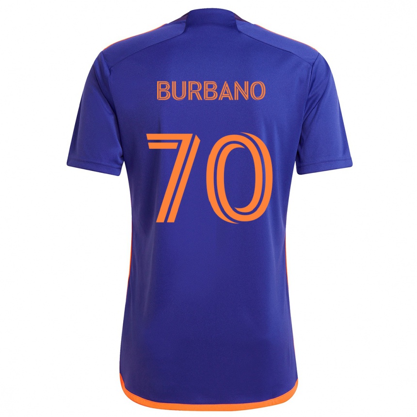 Niño Fútbol Camiseta Jordy Burbano #70 Púrpura Naranja 2ª Equipación 2024/25 Perú