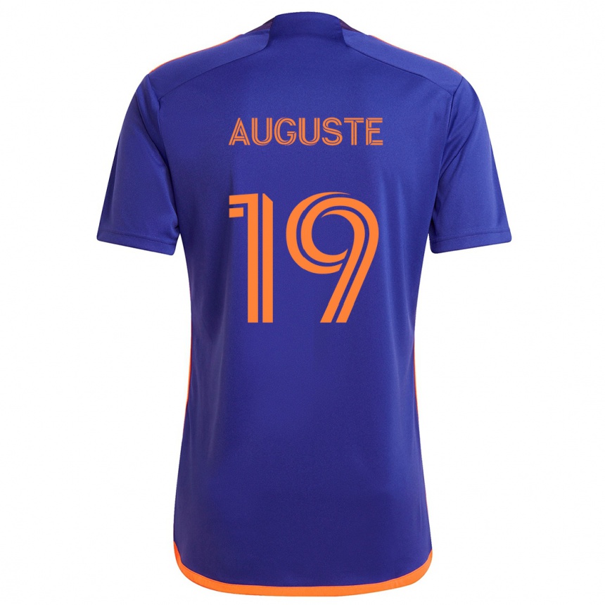 Niño Fútbol Camiseta Charles Auguste #19 Púrpura Naranja 2ª Equipación 2024/25 Perú