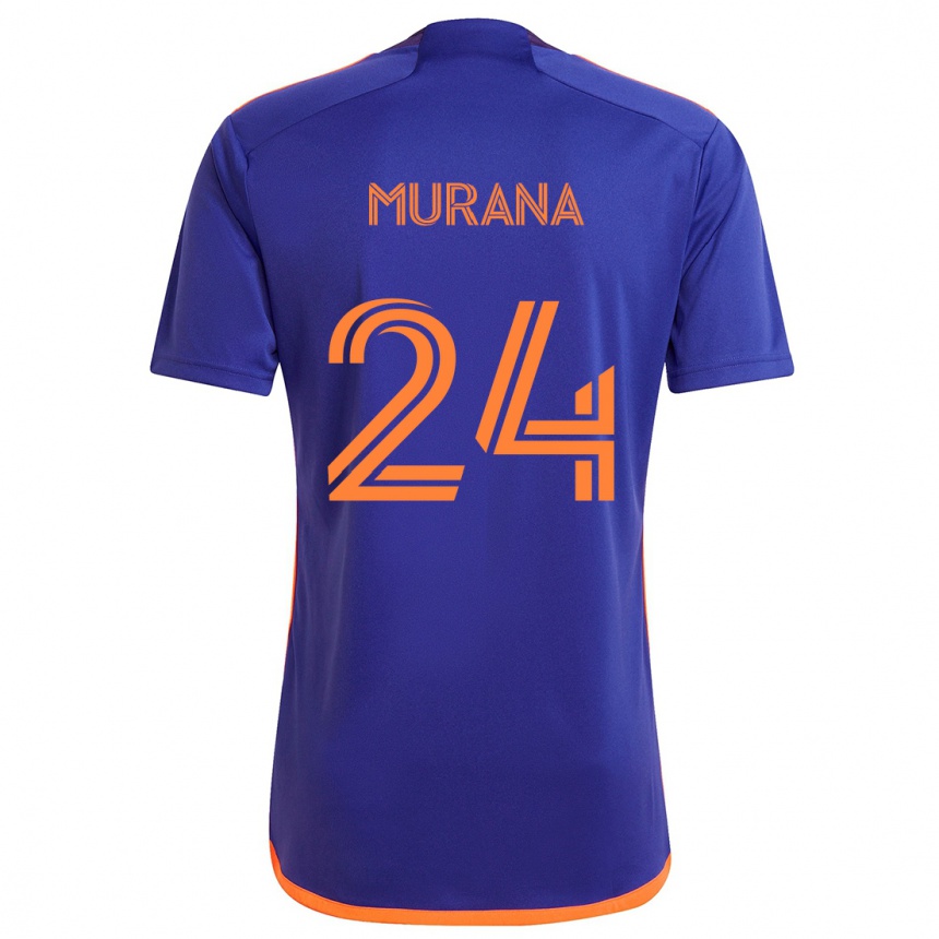 Niño Fútbol Camiseta Mujeeb Murana #24 Púrpura Naranja 2ª Equipación 2024/25 Perú