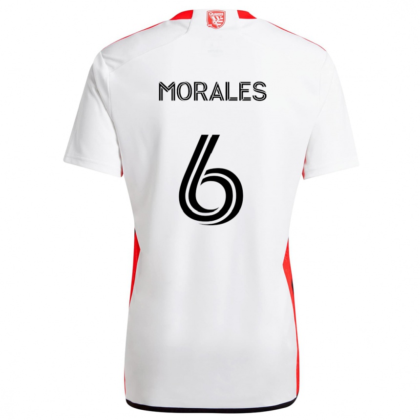 Niño Fútbol Camiseta Alfredo Morales #6 Blanco Rojo 2ª Equipación 2024/25 Perú