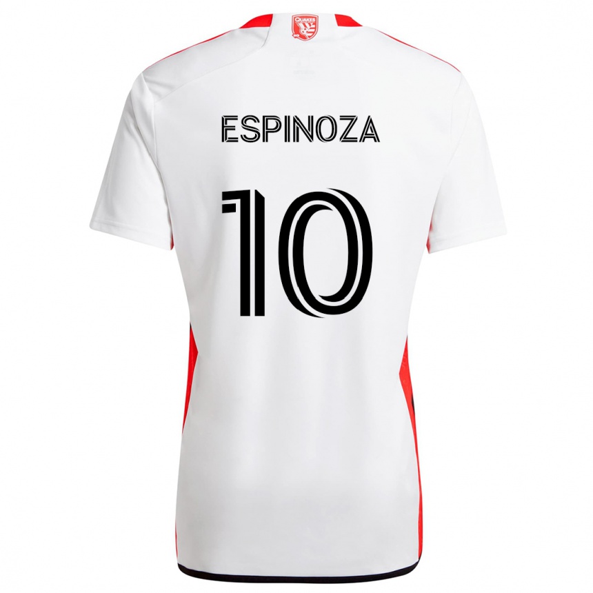 Niño Fútbol Camiseta Cristian Espinoza #10 Blanco Rojo 2ª Equipación 2024/25 Perú